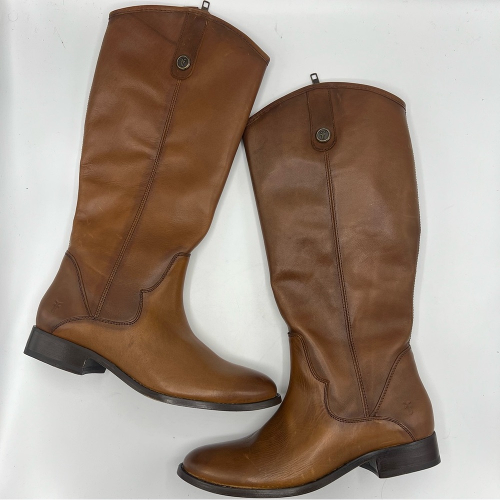 NWT FRYE MARISSA BROWN LEATHER INSIDE ZIP KNEE HIGH BOOTS